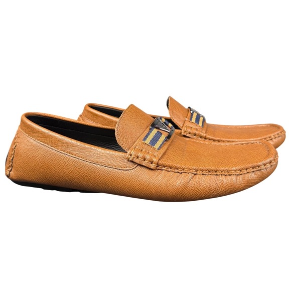 Guess Brown Leather Driving Loafers Men's 9.5 Slip On Moc Toe Shoes Slip on - Picture 5 of 7